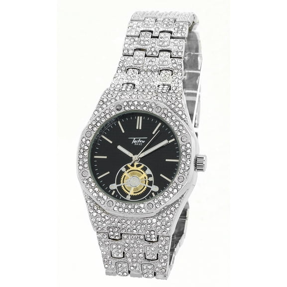 Men's Silver tone CZ Ice out Clubbing watch 42mm 11mm thick case.