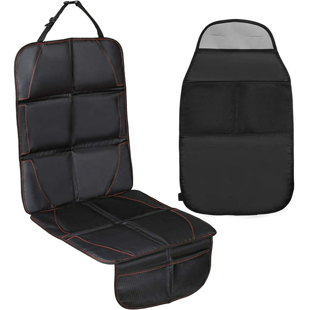 Jinsinto Seat Protector + Car Organizer, Car Seat Protector Kit Against Dirt, Multi-Function and Easy to Clean Black