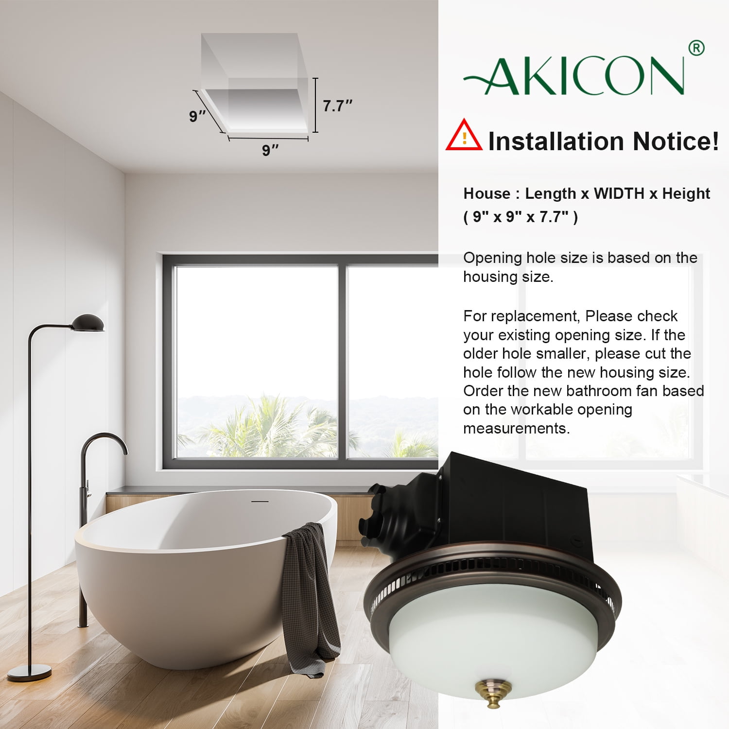 Ultra Quiet Bathroom Exhaust Fan with LED Light & Nightlight 110 CFM 1.5 Sone Bathroom Ventilation Fan with Round Frosted Glass Cover Oil Rubbed Bronze