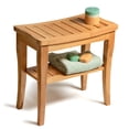 thumbnail image 2 of Bamboo Shower Bench with Storage Shelf, 17" Spa Stool for Inside Shower, Non-Slip Bathroom Seat, Foot Rest for Shaving, Indoor and Outdoor Use, 2 of 6