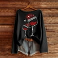 thumbnail image 2 of Womens Merry Christmas Sweaters Xmas Tree Star Printed Long Sleeve Scoop Neck Tops Holiday Casual Pullover Knitted Tops Z003-Black S, 2 of 3