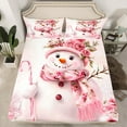 thumbnail image 2 of jejeloiu Kawaii Cartoon Snowman Bed Sheets,Xmas Candy Cnae King Sheets,Merry Christmas Sheet Set For Girls,Microfiber Bedroom Decor,4pcs, 2 of 7