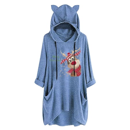 

Christmas Shirt Tops Womenss Long Sleeves Crewneck Hooded Top Christmas Print Pocket Loose Womens Fall Tops Women Tops Party Christmas Pajamas for Family Sexy Plus Size 7-10 Days Delivery