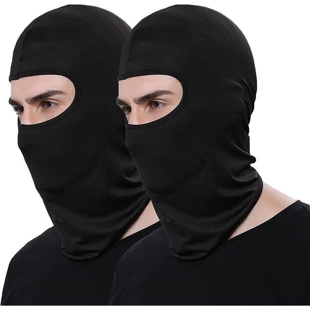 Paquete de 2 pañuelos para la cara para exteriores, Airsoft, máscara de esquí para motocicleta, pasamontañas para el sol, capucha táctica negra, cubierta para la cara