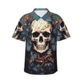 thumbnail image 1 of Fotbe Vintage Leaf Flower Skull Camisa Hawaiana para Hombre Unisex – Camisa Casual de Verano con Botones de Manga Corta de Algodón y Lino,XX-Large, 1 of 7