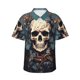 thumbnail image 1 of Fotbe Vintage Leaf Flower Skull Camisa Hawaiana para Hombre Unisex – Camisa Casual de Verano con Botones de Manga Corta de Algodón y Lino,Small, 1 of 7