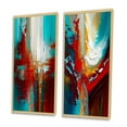 thumbnail image 3 of Designart "Rythmes de Sarcelle Éveil Abstrait I" Peinture Abstraite Encadrée Ensemble d'Art Mural de 2 - Ensemble d'Art Mural Encadré Rouge Moderne de 2, 3 of 6