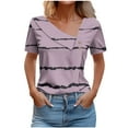 thumbnail image 1 of Tops de Algodón para Mujeres Cuello en V Casual de Manga Corta, Imitación Algodón Primavera Y Blusa de Verano, 1 of 5