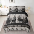 thumbnail image 2 of Manfei Hunting Moose Twin Bedding Sets 7pcs, Gray Farmhouse Barn Door Bedding Comforter Set, Woodland Wildlife Animal Sheet Sets, Ultra Soft Home Decor, 2 of 8