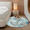 thumbnail image 2 of Round Rugs 5Ft, Teal Anchor Coastal Round Area Rug Washable Indoor Throw Carpet, Nautical Summer Beach Starfish Botanical Soft Non Slip Circle Rug for Cabinet Bathroom Home Decor Aesthetic, 2 of 8