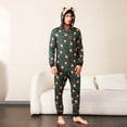 thumbnail image 2 of Zwiiyzr Family Christmas Pajamas Matching Sets for Men Fawn Deer Printed Hooded Onesie Holiday Nightwear With Long Pants Zipper Jumpsuit Sleepwear Loungewear Wear Daddy Green, 2 of 6