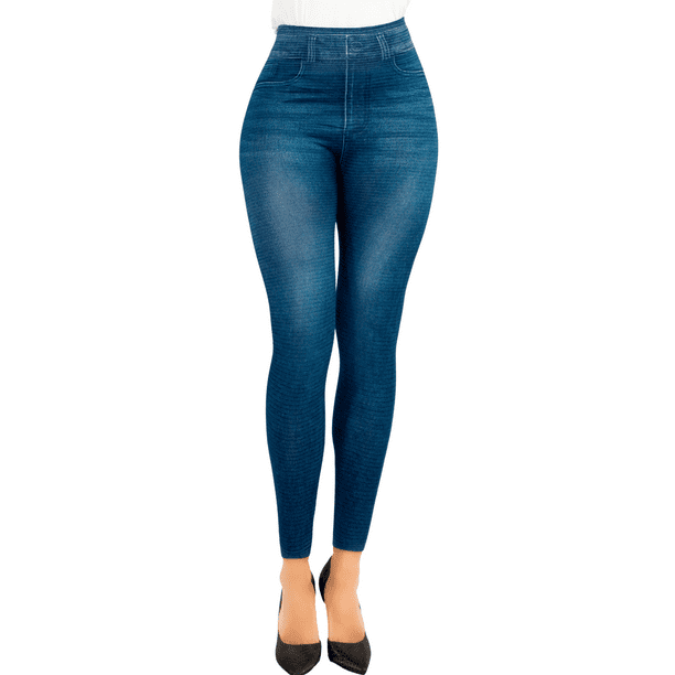 Leggins Mujer Mezclilla Unitalla Faja Alta Estilo Pantalón Mezclilla