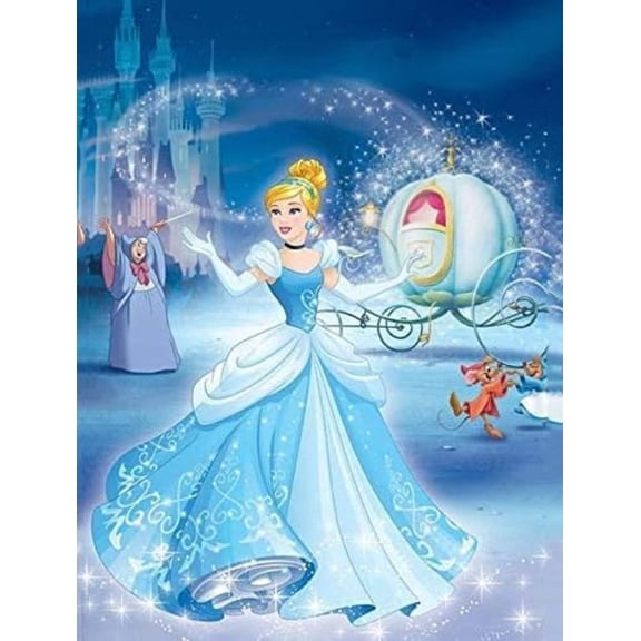Adult Diamond Painting Set DIY Cinderella Round Full Diamond Dots Painting 5D Diamond Painting Pictures Gemstone Art Painting Set Adult Crafts Wall Decoration 12X16 inc