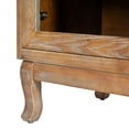 thumbnail image 3 of Antique brown accent cabinet with glass + Japanese rattan design for entryway and living room, 3 of 7