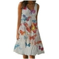 thumbnail image 2 of SMihono Robes d'Été Bohémiennes pour Femmes Grande Taille Mode Décontractée Sexy Col Carré Imprimé Robes d'Été Sans Manches Robe Pull, 2 of 5