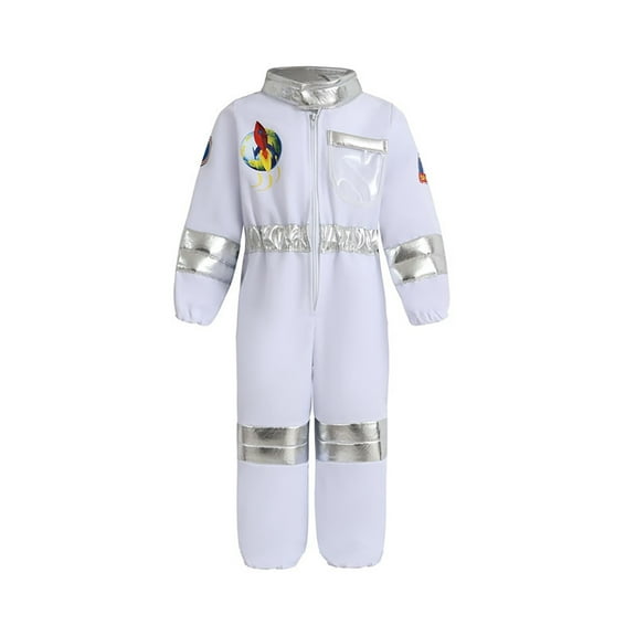 LIJCC Boys Space Jumpsuit Children's White Astronaut Boy Suit Jumpsuit Gloves Hat Toddler Pilot Jumpsuit for Themed Party