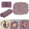 thumbnail image 4 of Coofit 3PCS Newborn Photo Prop Cute Decorative Swaddle Wrap Photography Mat & Headband, 4 of 10