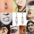 thumbnail image 5 of Nuevo Ombligo Stud de acero inoxidable Unisex con incrustaciones de diamante colgante ombligo, 5 of 5