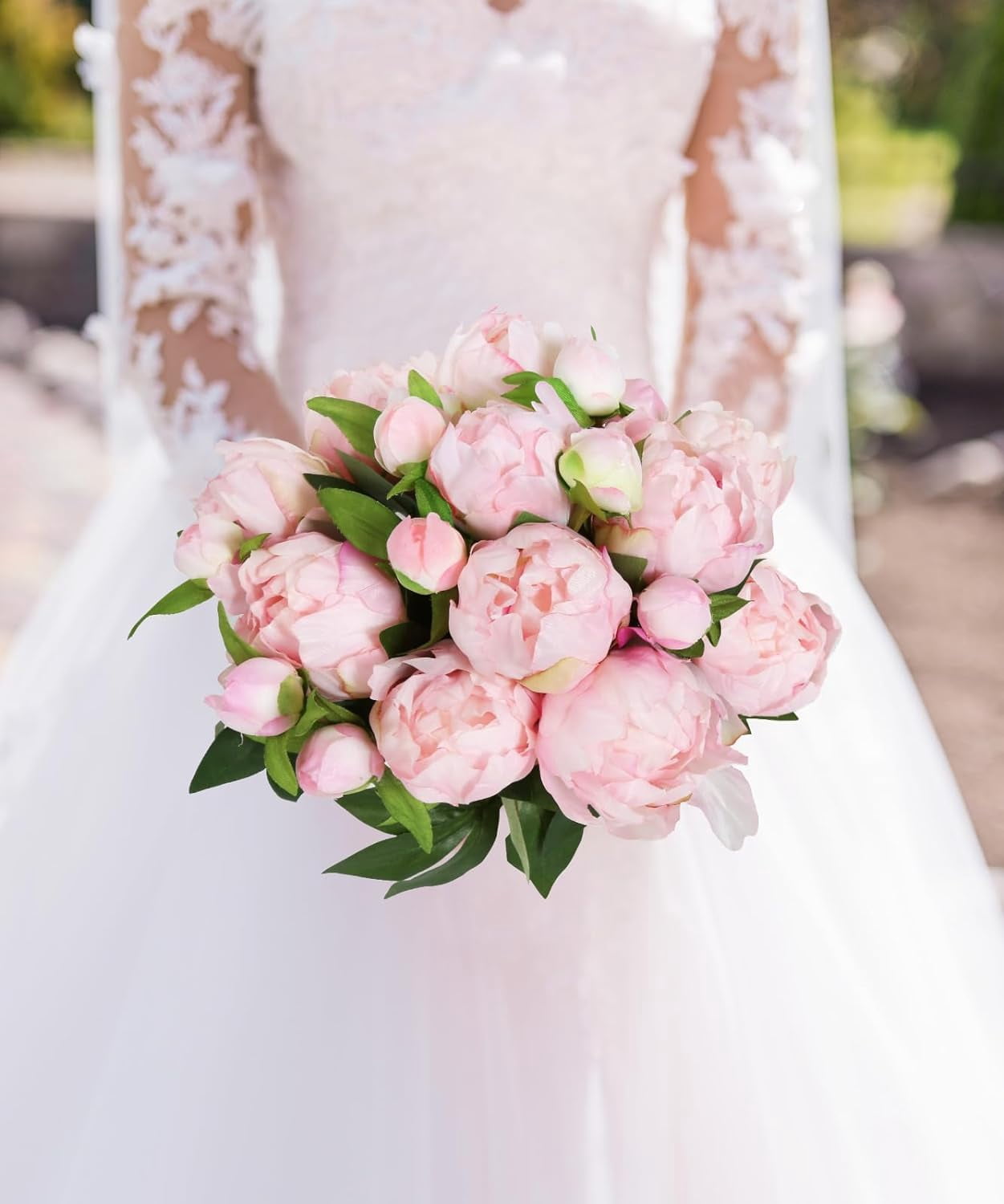 Pink Peonies Artificial Flowers Fake Peonies Pink Silk Flowers with Stems for Wedding Decoration Bride Bouquet Faux Flowers Pink Crafts Floral Arrangement (Pink)