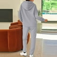 thumbnail image 5 of WTOBBY Women's Solid Color Long Sleeve Top and Athletic Pants Sportswear Two Piece Set, Casual Comfortable Lounge Outfit for Gym and Home,Light Gray XL, 5 of 7