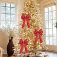 thumbnail image 4 of LCXmlly Tear Resistant Christmas Bowknot Glitter Powder Christmas Bowknot Large Size Reusable Holiday Decoration Xmas Tree Gift Box Packing Ribbon Bowknot Pendant Party, 4 of 8