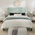 thumbnail image 3 of Amolife King Bed Frame, Platform Bed Frame with Upholstered Adjustable Headboard, Ice Blue, Nubby Fabric, 3 of 14