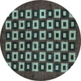 thumbnail image 1 of Ahgly Company Indoor Round Checkered Light Blue Modern Area Rugs, 3' Round, 1 of 4