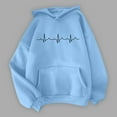 thumbnail image 2 of Baberdicy Essentials Hoodie Women's Heartbeat Pattern Printed Hoodie Hoodie Drawstring Loose Comfortable Top Hoodies for Women Sky Blue, 2 of 3