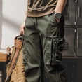 thumbnail image 6 of UVEASISHA Big and Tall Cargo Pants for Men Drawstring Sweatpants Elastic Waist Casual Jogger Pants Multi Pocket Fashion Streetwear Trousers Army Green M, 6 of 6