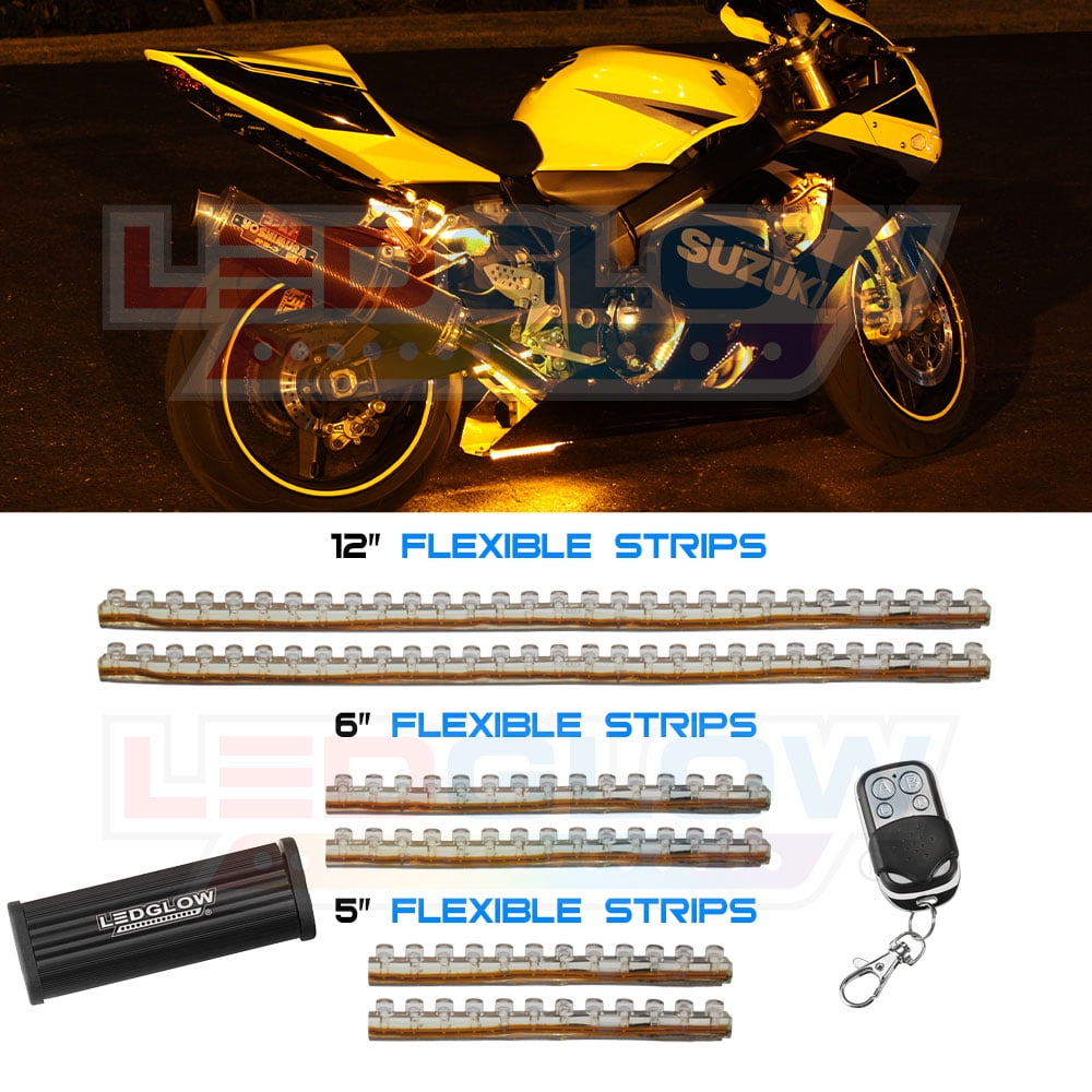 LEDGlow 6pc Yellow LED Flexible Motorcycle Light Kit - Walmart.com - Walmart.com