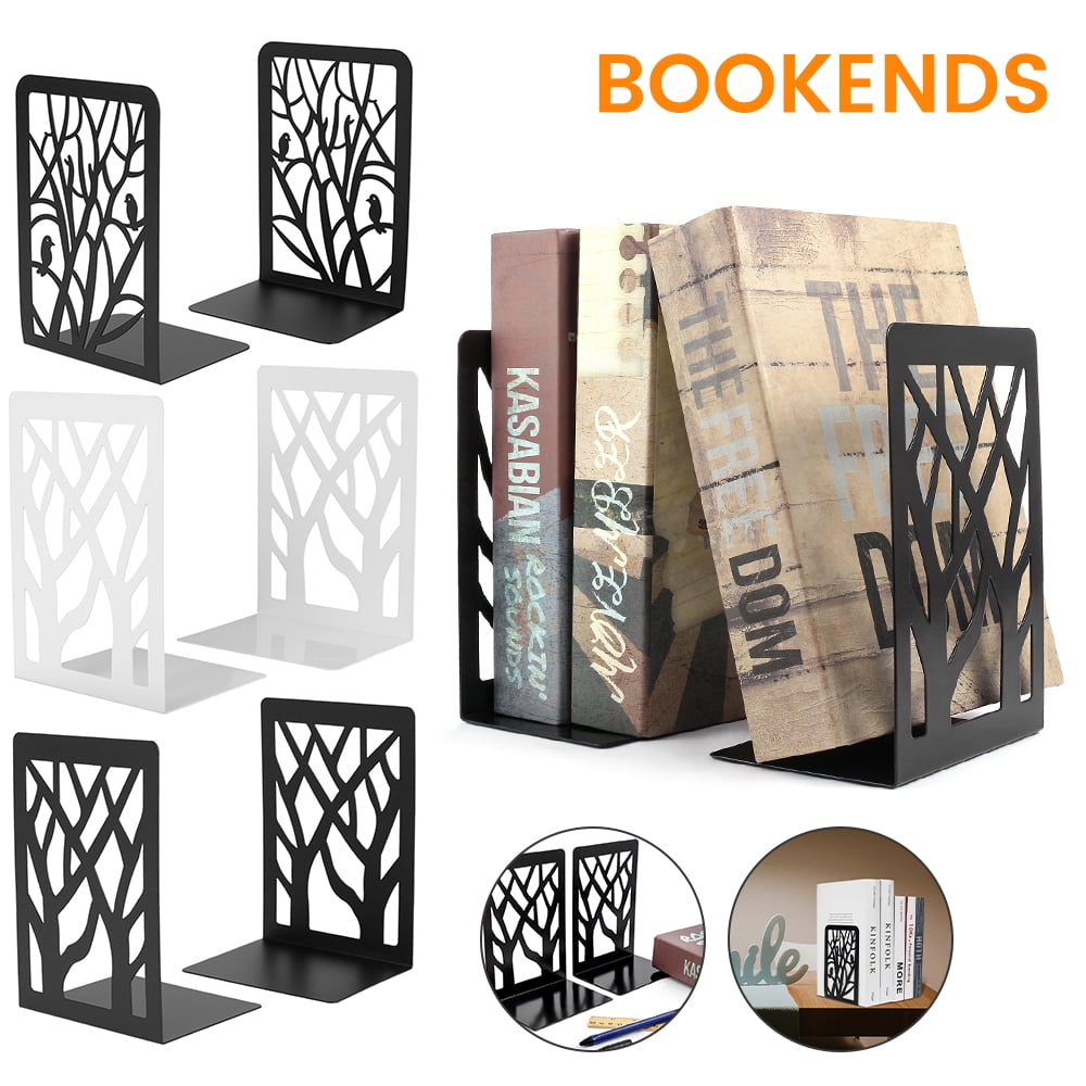 Library Anti-skid Metal Portable Stationery Shelf Book Stand Bookends Holder 