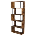 thumbnail image 5 of Bookcase and Bookshelf 5 Tier Display Shelf, S-Shaped Z-Shelf Bookshelves, Freestanding Multifunctional Decorative Storage Shelving for Home Office, Vintage Brown Industrial Style, 5 of 9