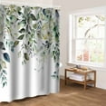 thumbnail image 5 of Eucalyptus Leaves Bathroom Curtain 72 Inch Shower Curtain with Hooks, Watercolor Weeping Teal Botanical Waterproof Polyester Bath Curtain Washable Bathtub Curtain 60''x 72'', 5 of 6