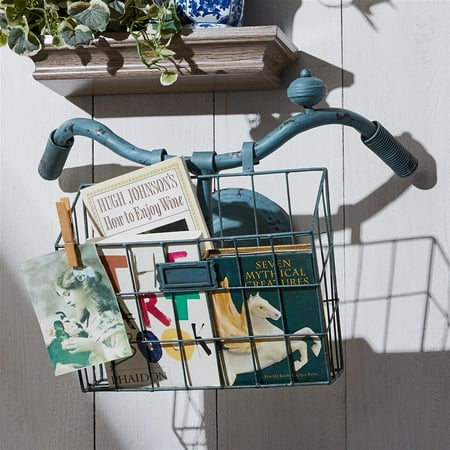Hot Bike Magazine Design Toscano Weather Worn Vintage Bicycle Basket Wall Planter Magazine Rack Sculpture ()