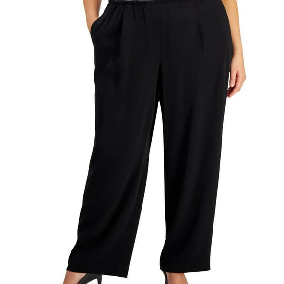Kasper Womens Solid Casual Trouser Pants, Black, Plus Size, 3X
