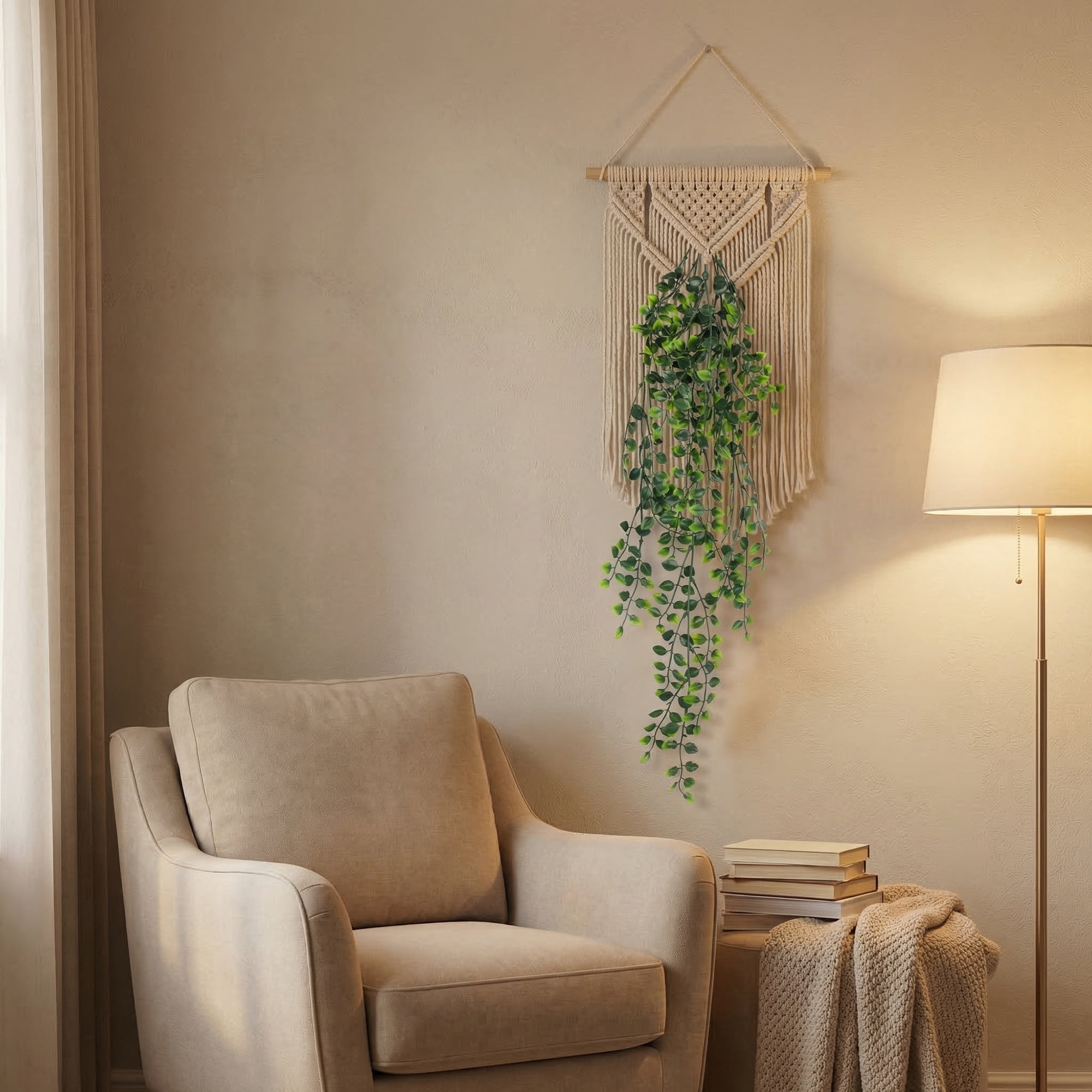 Unique Bargains Artificial Hanging Plants Faux Eucalyptus for Decor Five-Pronged Ivy