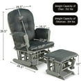 thumbnail image 3 of Costway Glider and Ottoman Cushion Set Wood Baby Nursery Rocking Chair Dark Grey, 3 of 11