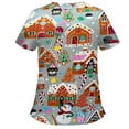 thumbnail image 3 of Kayannuo Print Nursing Uniforms Scrub for Women Women Short Sleeve V-neck Tops Working Uniform Christmas Blouse, 3 of 4