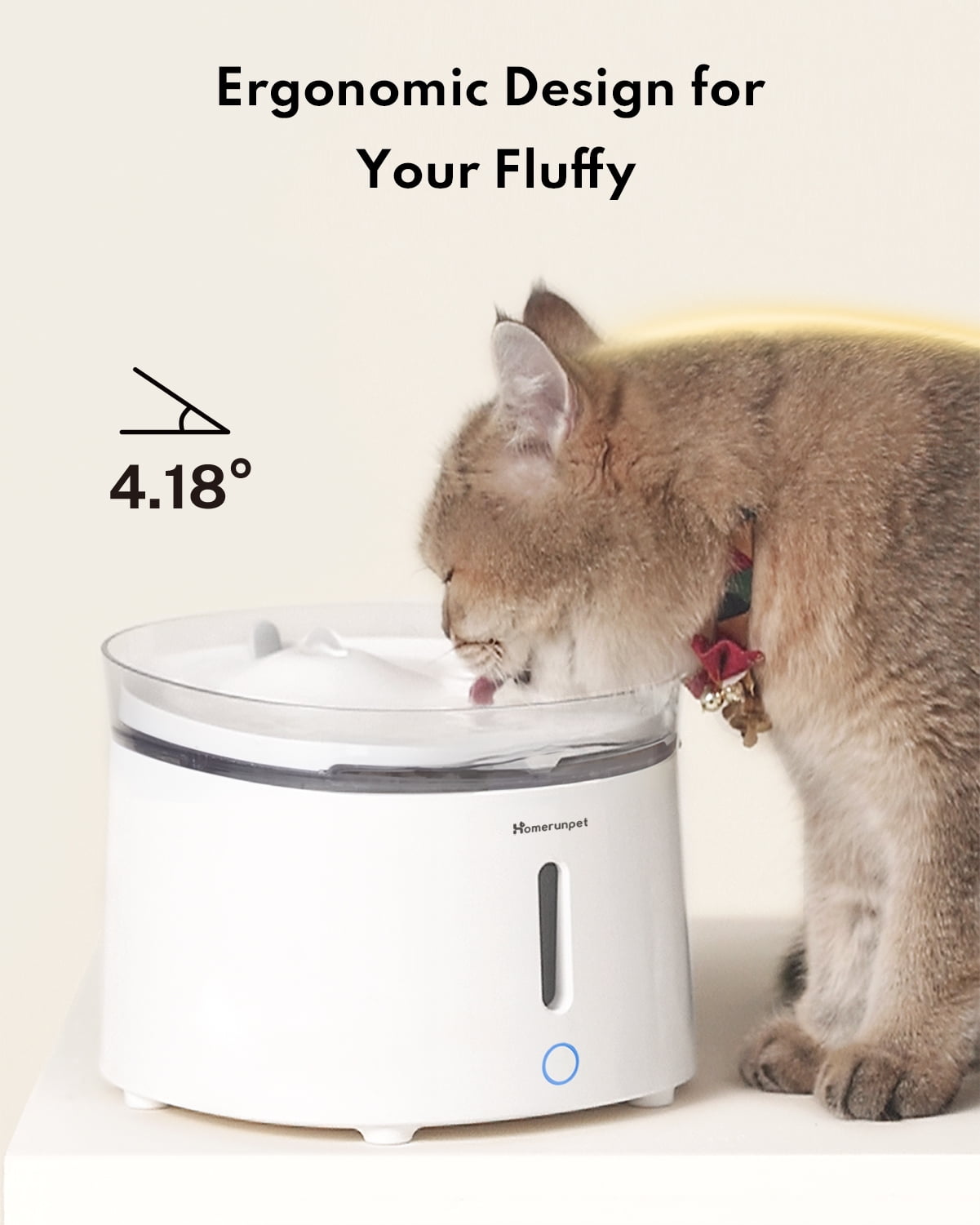 Homerunpet Silent Cat Water Fountain, 68 oz, Dog and Cat Water Dispenser, Ultra Quiet Wireless Pump