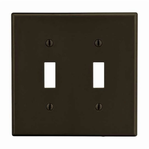 Hubbell Wiring Device-Kellems Tgl Switch Wll Plt,Mid;Brn,2Gng,Smth Stn PJ2