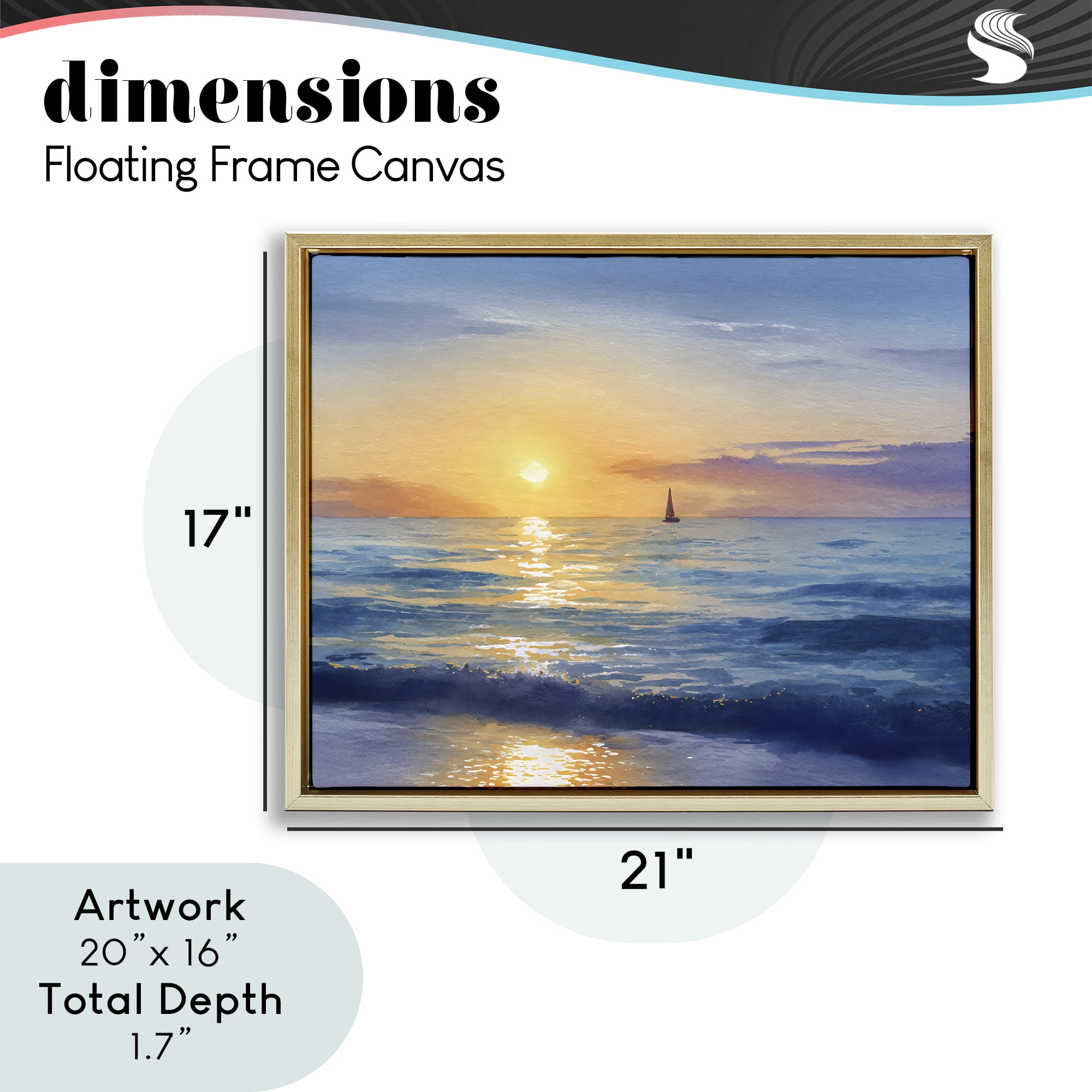 Stupell Industries Sails To The Sun At Sea Gold Framed Floater Canvas Wall Art, design by Franklyn Gregory