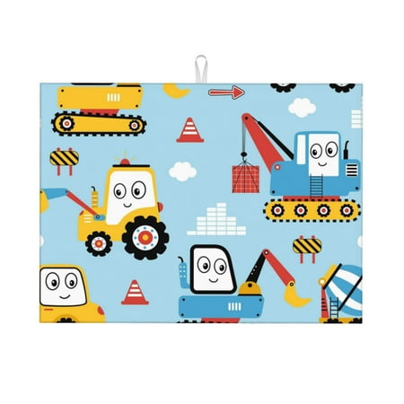 

Cauagu Dish Drying Mat 24*18 inch Absorbent Dish Drainer Kitchen Counter Dish Drying Pad for Countertops Sinks Draining Racks( Building Truck)