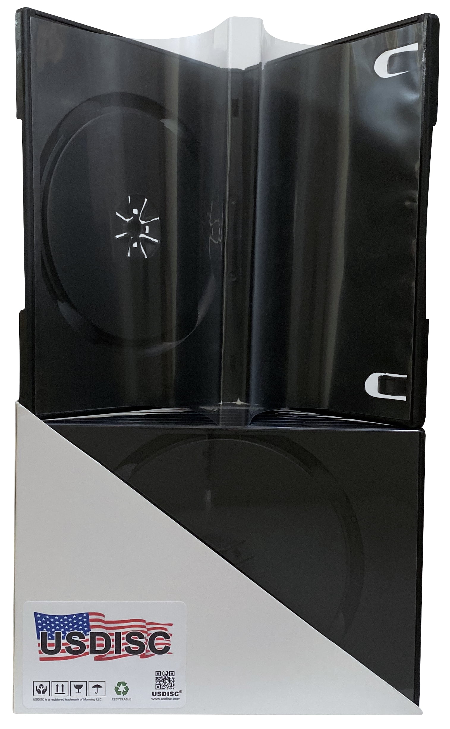 USDISC DVD Cases Standard 14mm Economy, Triple 3 Disc, Black, Pack Of 100