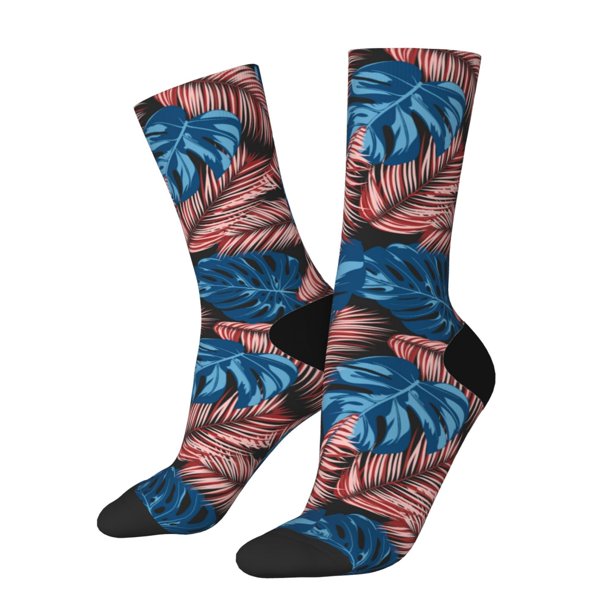 Balery Tropical Leaves Calcetas Largas con Estampado para Hombre y Mujer – Suaves y Transpirables, Talla Única (US 5-11)