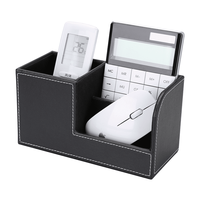 Office Desk Accessories Organizer 5 Compartments Pen Holder PU Leather  Stationery Pencil Storage Box Card Holder Case - AliExpress