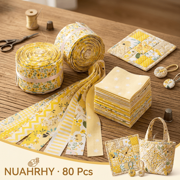 NUAHRHY Jelly Roll Fabric 20 Assorted Floral Prints 80 Pieces Cotton Jelly Roll Fabric Strip 2.6 x 39.3 Inches for Quilting and Sewing