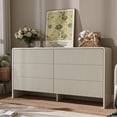 thumbnail image 3 of FURNIWAY Beige Curved 6 Drawer Dresser, Modern Long Dresser for Bedroom, Living Room, or Entryway, Push to Open Storage Chest, Minimalist Scandinavian Style, 3 of 8