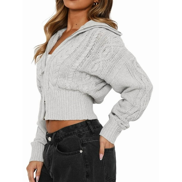 Sudaderas con Cremallera para Mujer, Conjuntos Casuales, Cárdigan, Ropa de Abrigo, Chaquetas de Invierno de Moda, Abrigos. Gris XL