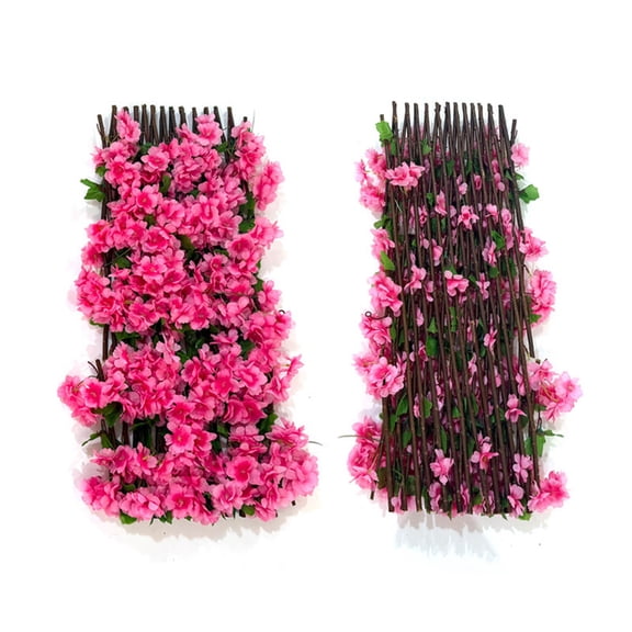 Artificial Green Plant and Flower Fence Panel, Realistic Faux Hedge Privacy Screen for Courtyards, Balconies, Gardens and Patios, Weather-Resistant Outdoor Decoration