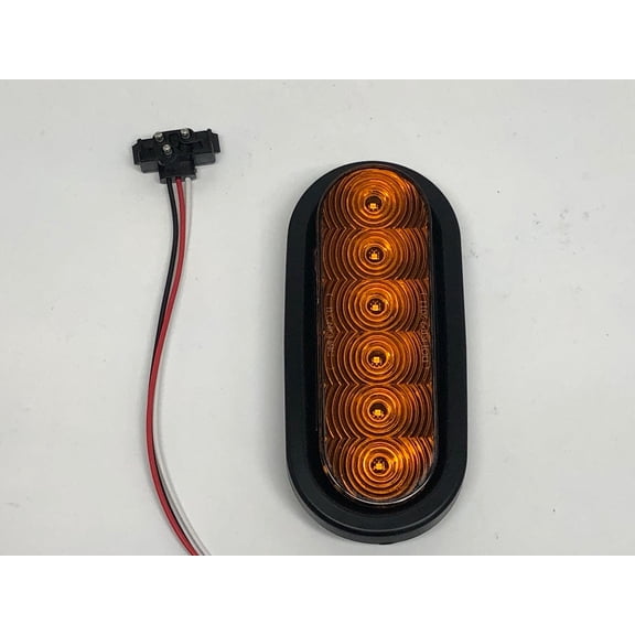 One Amber 6 LED 6" Oval W/Amber Lens Stop Turn Tail Light Truck Trailer Bus RV